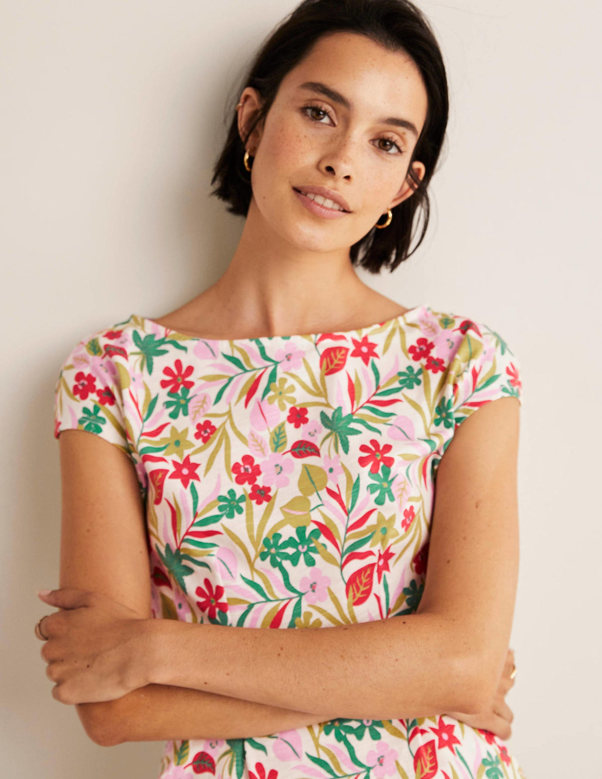 Florrie Jerseykleid-Bunt, Tropische Blätter-2