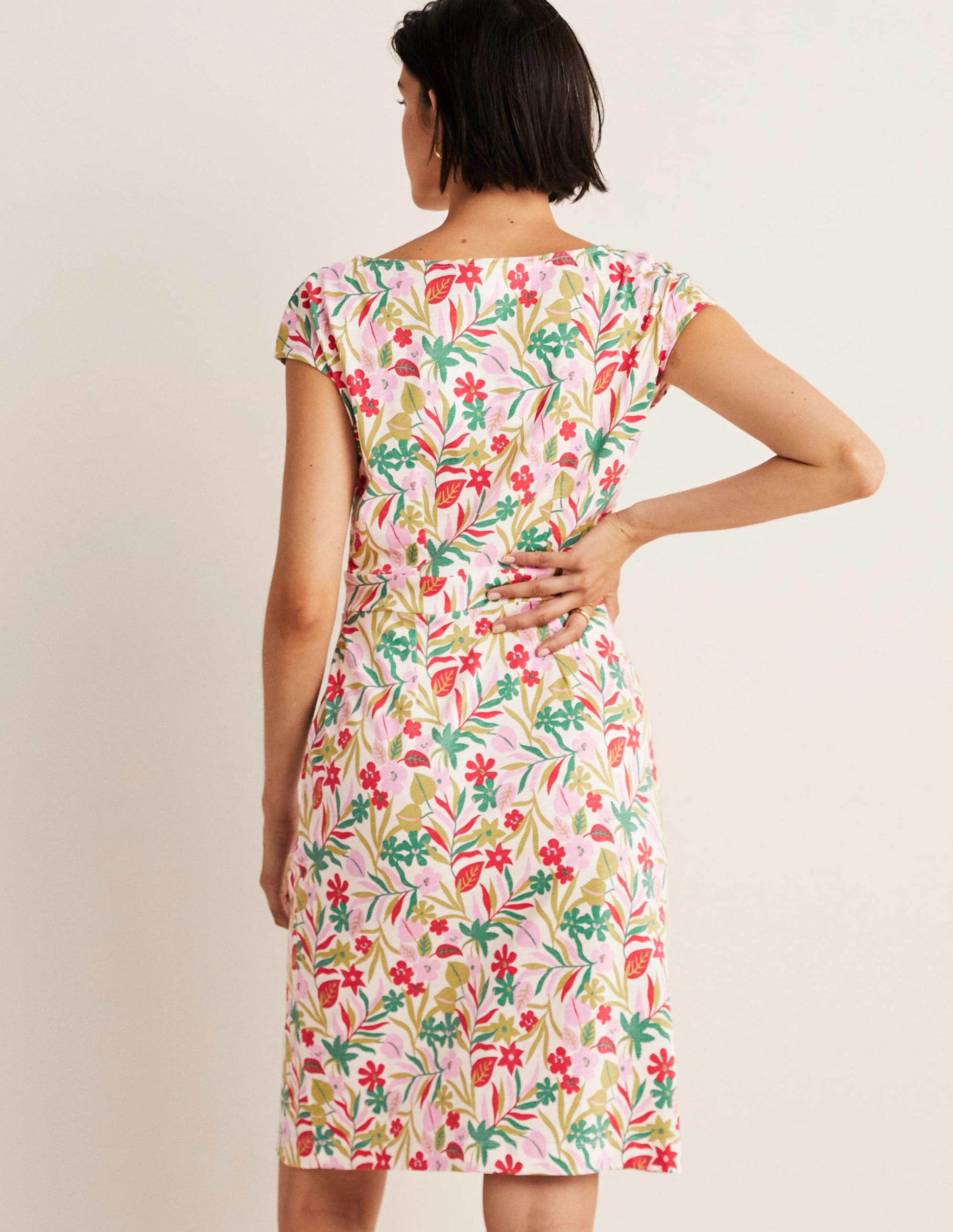 Florrie Jerseykleid-Bunt, Tropische Blätter-3