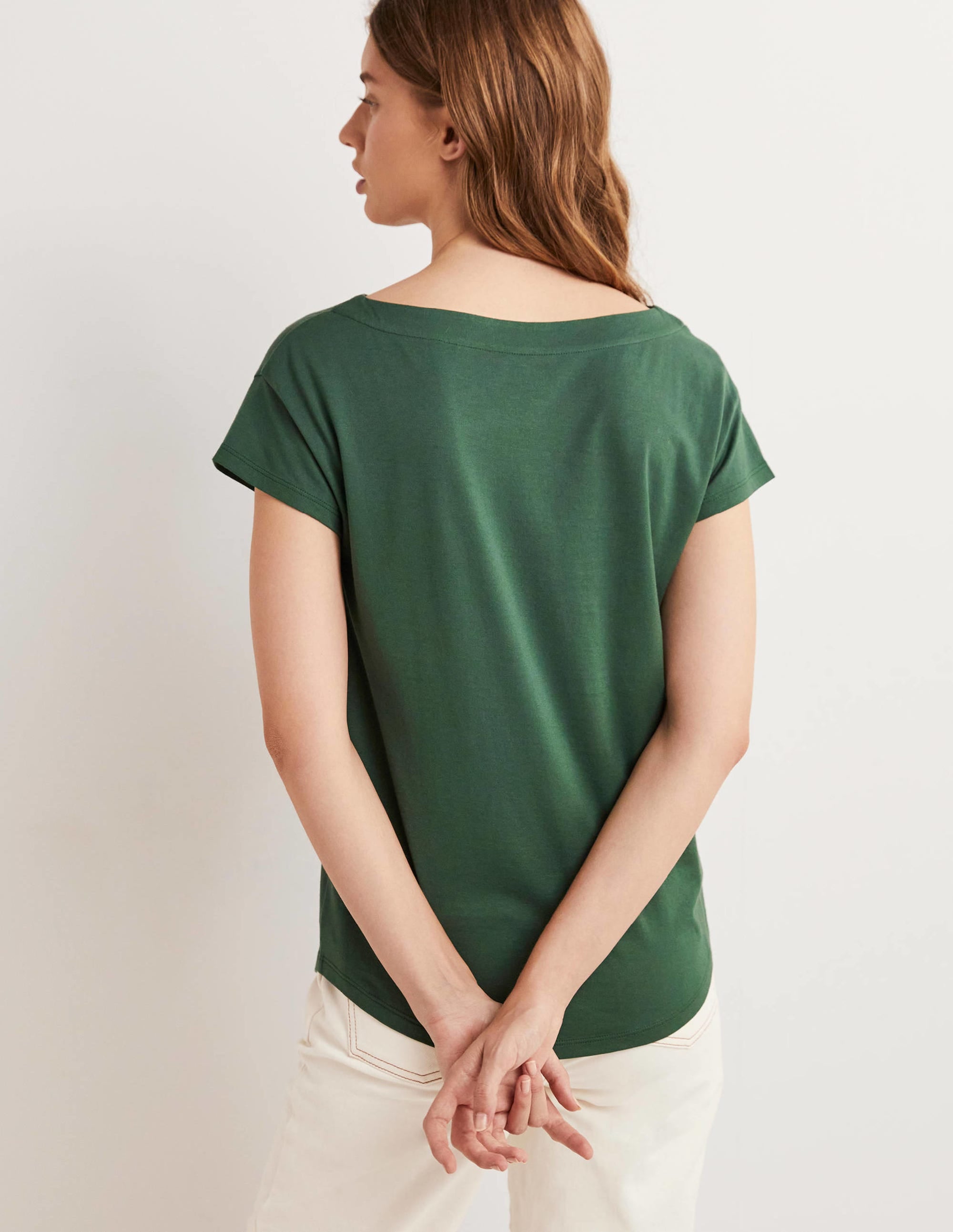 T-shirt à col bateau ultra-doux-Vert trekking - Image 3
