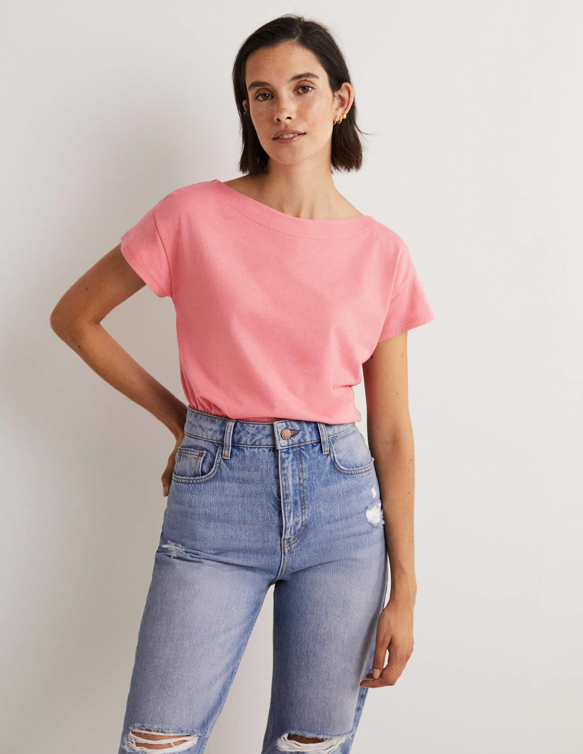 Superweiches T-Shirt mit U-Boot-Ausschnitt-Wildrose - Image 1