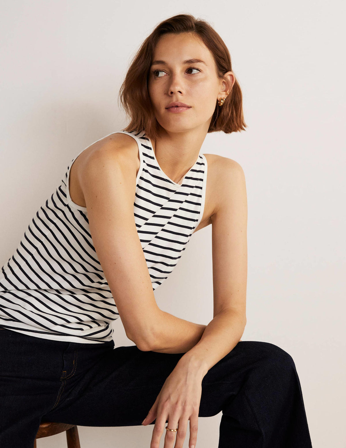 Arabella Jerseyoberteil-Naturweiß/Navy, Gestreift-8
