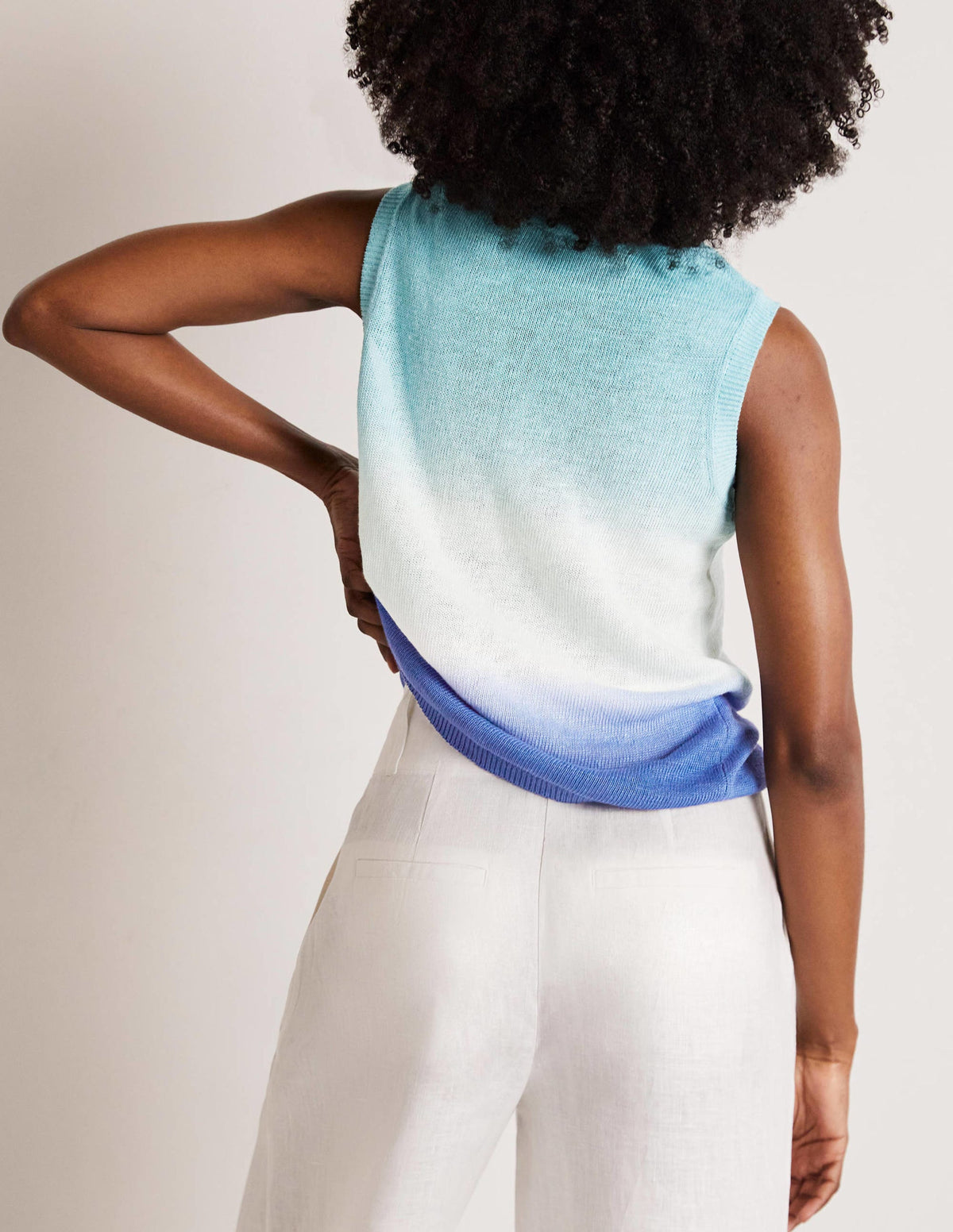 Dip-Dye Linen Vest-Blues Ombre - Image 9