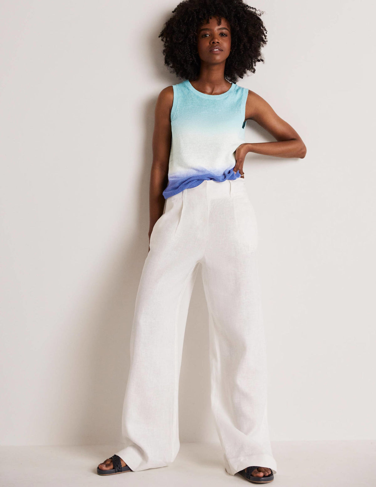 Dip-Dye Linen Vest-Blues Ombre-10