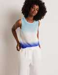 Dip-Dye Linen Vest-Blues Ombre