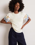 Strickshirt mit Ärmeldetail-Naturweiß