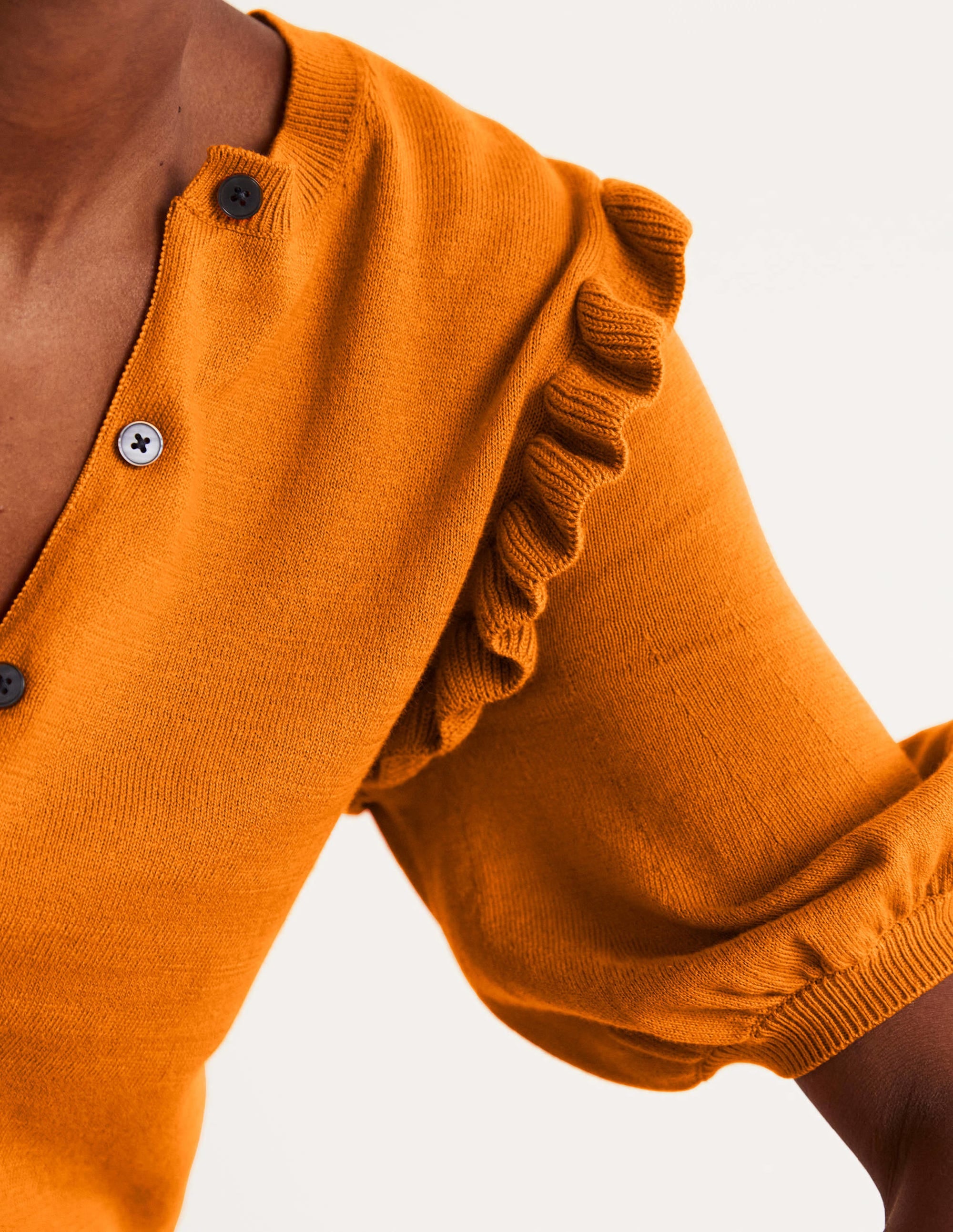 Baumwollcardigan mit Rüschenschultern-Wüstensonnenorange - Image 6