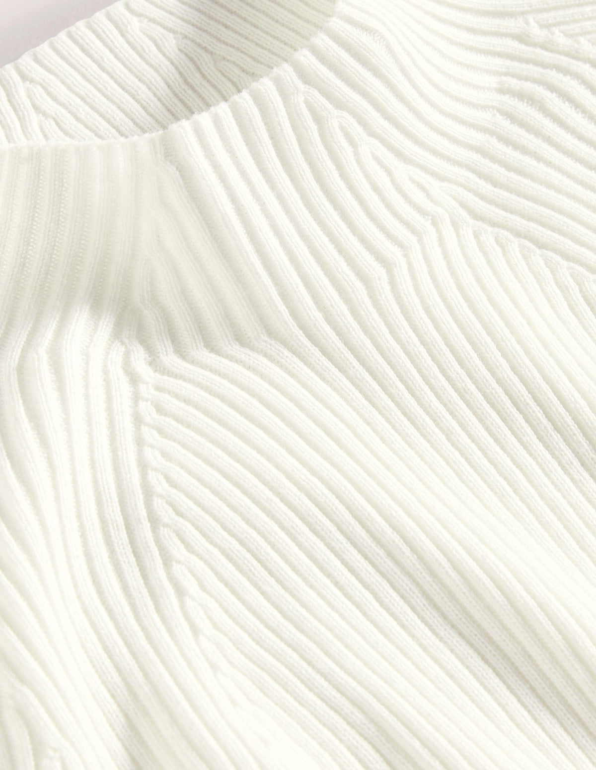 Ribbed High Neck Jumper-Ivory - Image 5