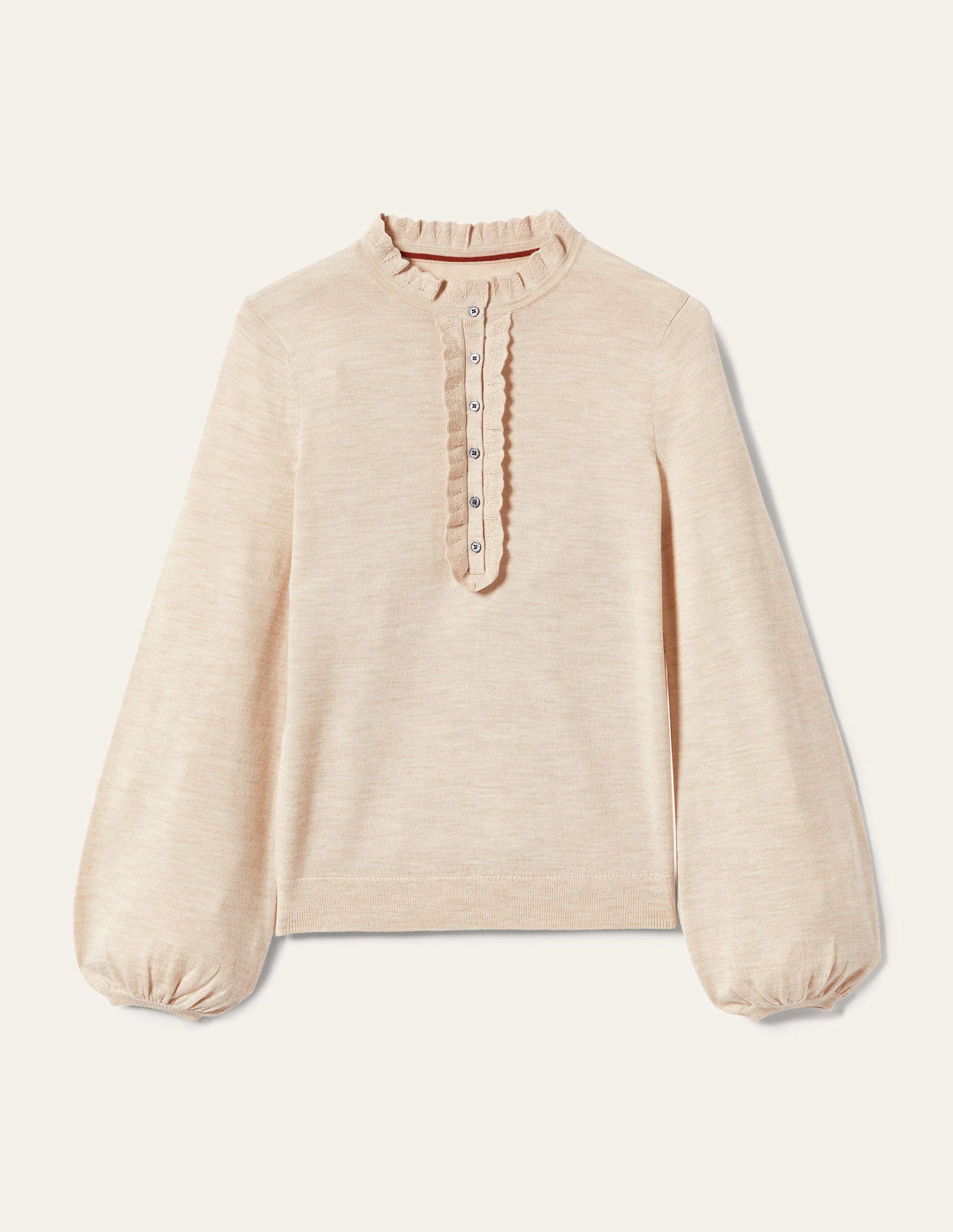 Pull en mérinos avec boutonnage avant-Avoine chiné-9