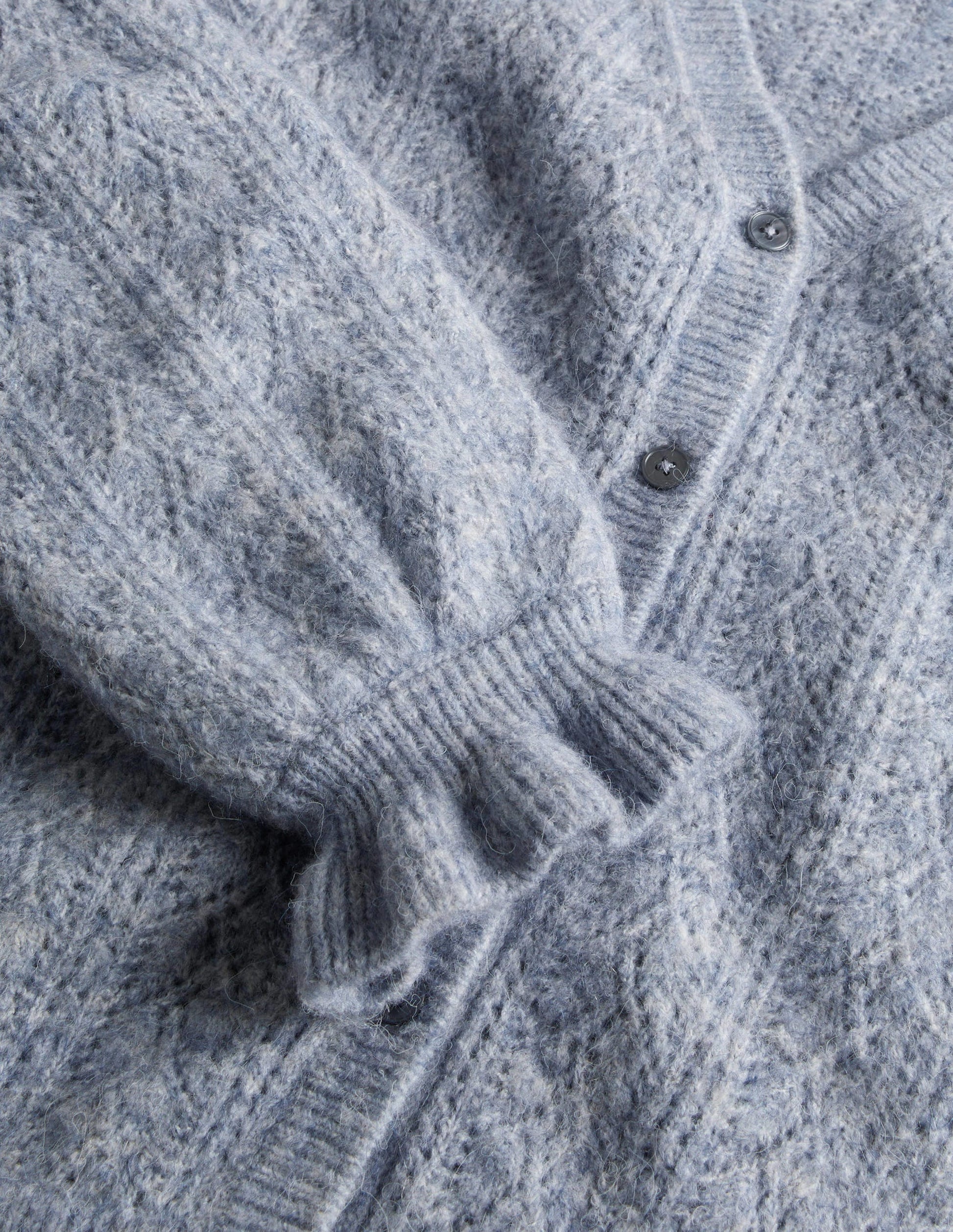 Flauschiger Pointelle-Cardigan-Offiziersblau Melange-8