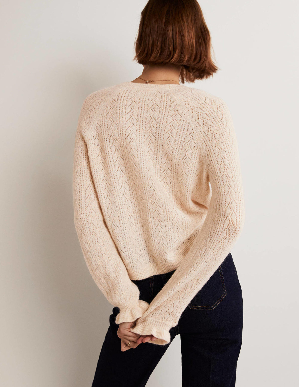 Flauschiger Pointelle-Cardigan-Seilbraun - Image 8