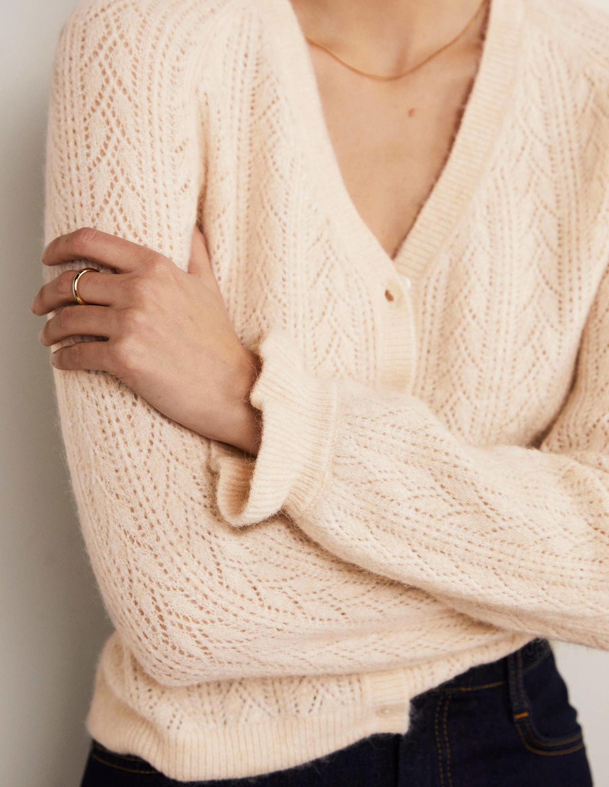 Flauschiger Pointelle-Cardigan-Seilbraun-10