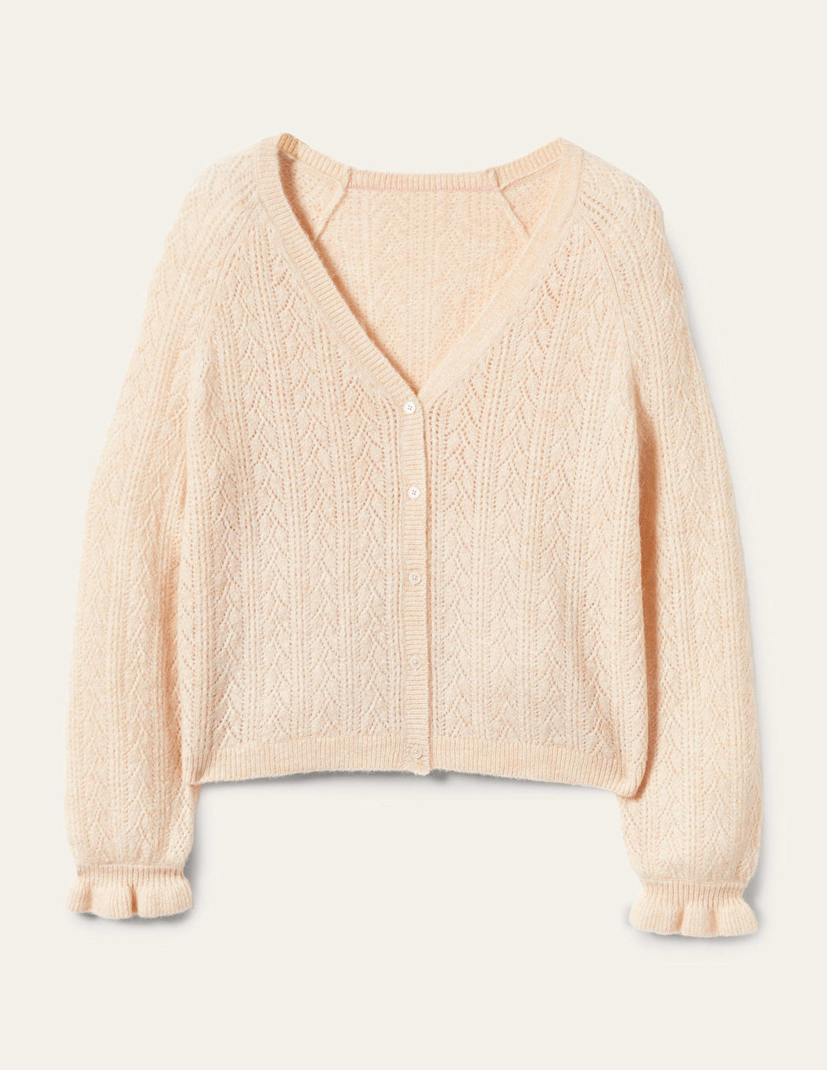 Flauschiger Pointelle-Cardigan-Seilbraun - Image 11