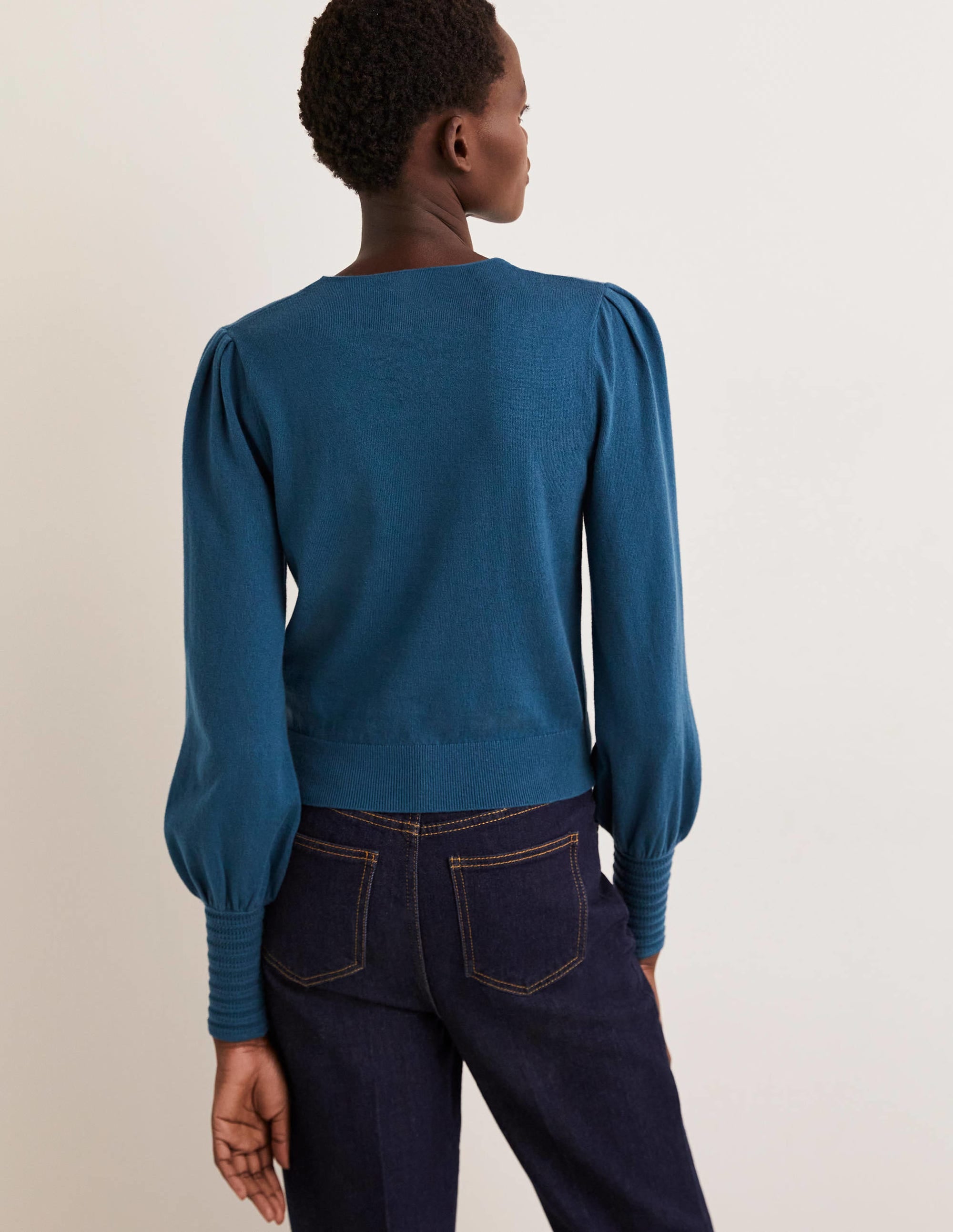 Pointelle-Pullover mit Detail-Dunkles Petrol - Image 3