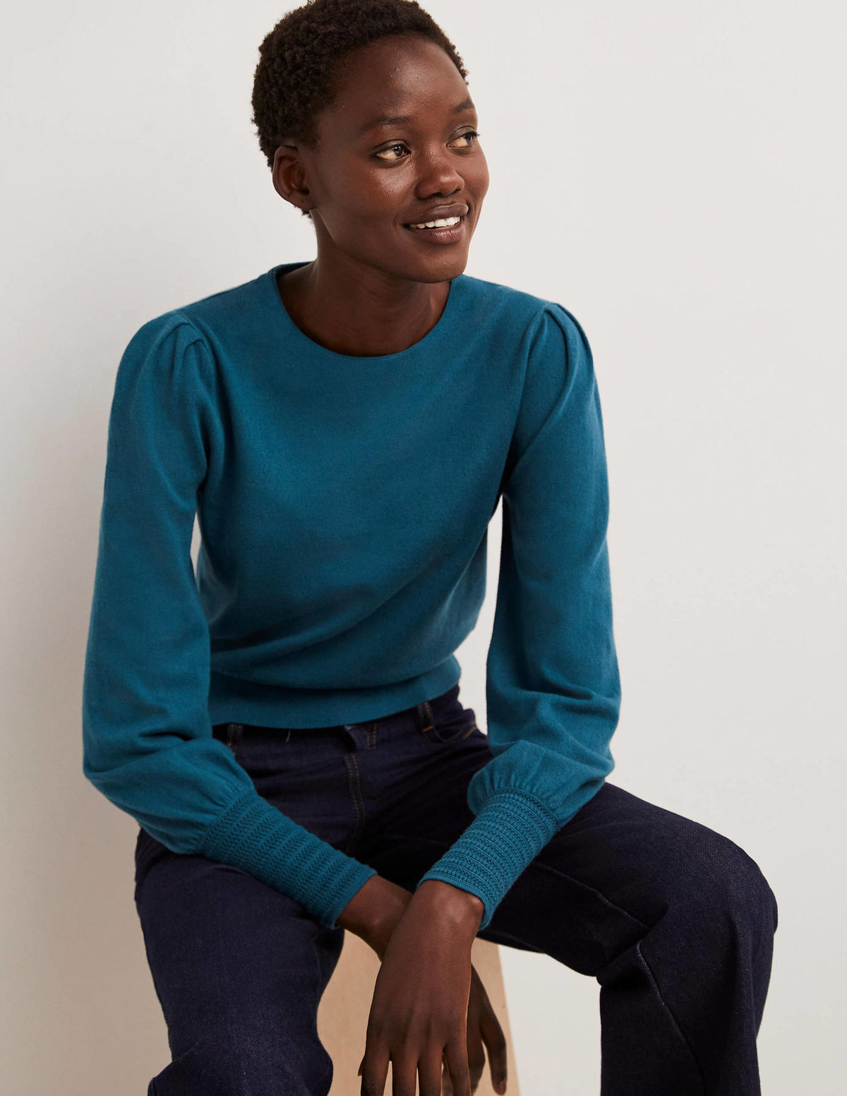 Pointelle-Pullover mit Detail-Dunkles Petrol - Image 4
