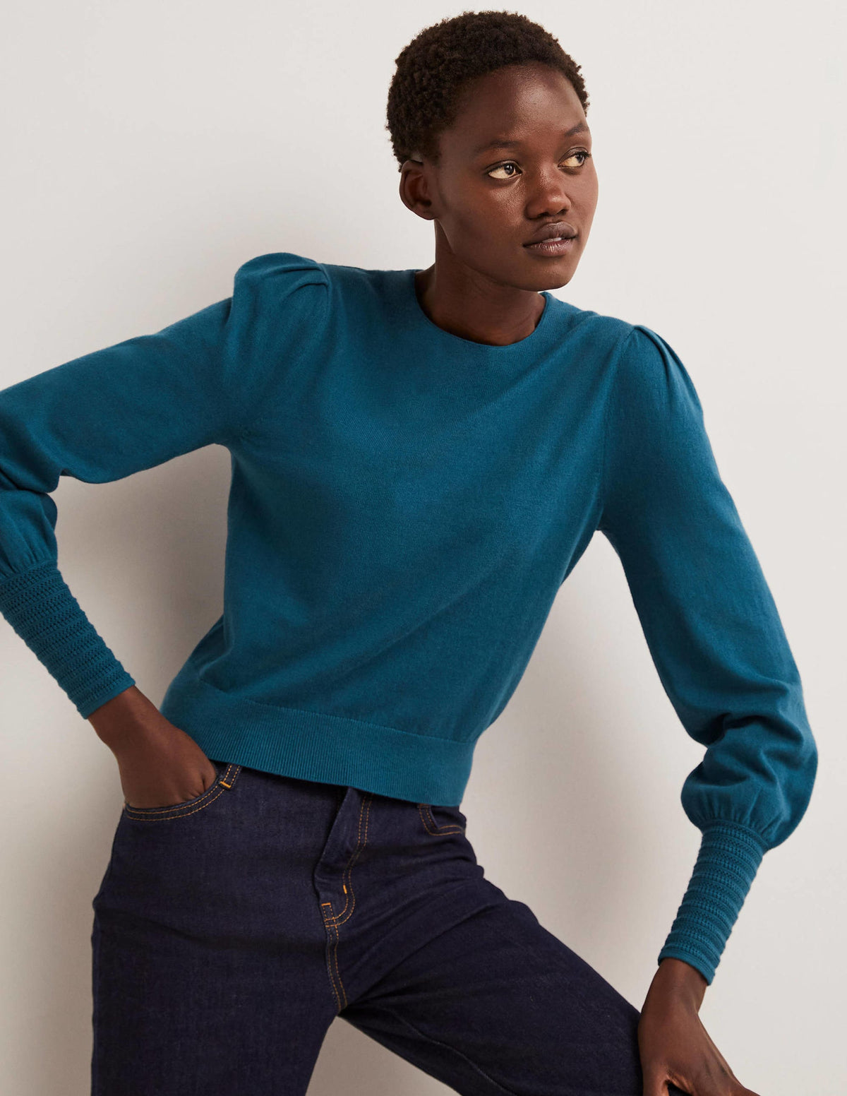 Pointelle-Pullover mit Detail-Dunkles Petrol - Image 5