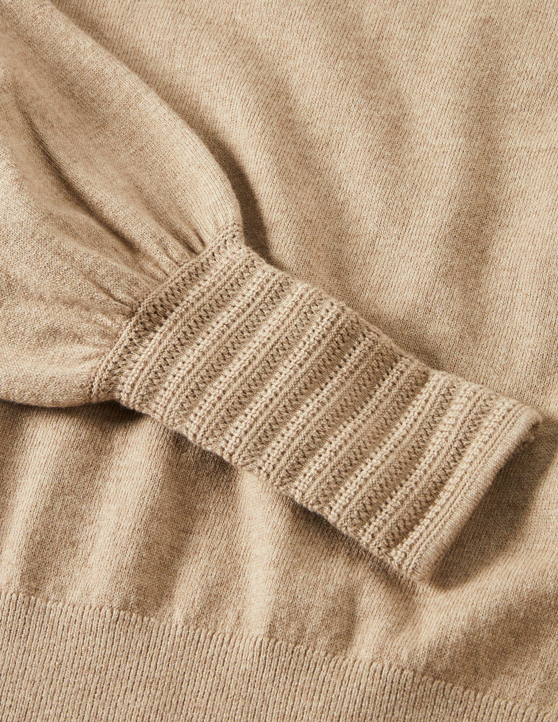 Pointelle-Pullover mit Detail-Nerzbraun Melange-5