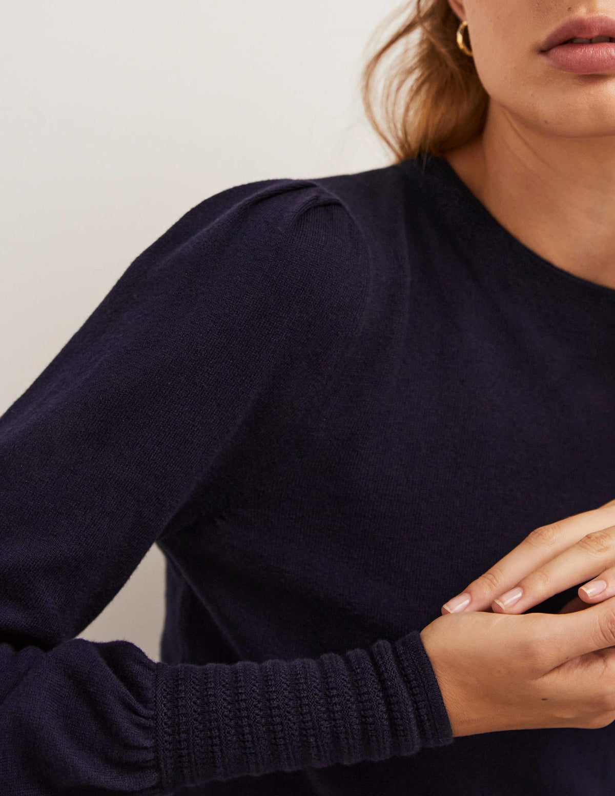 Pointelle-Pullover mit Detail-Marineblau - Image 2