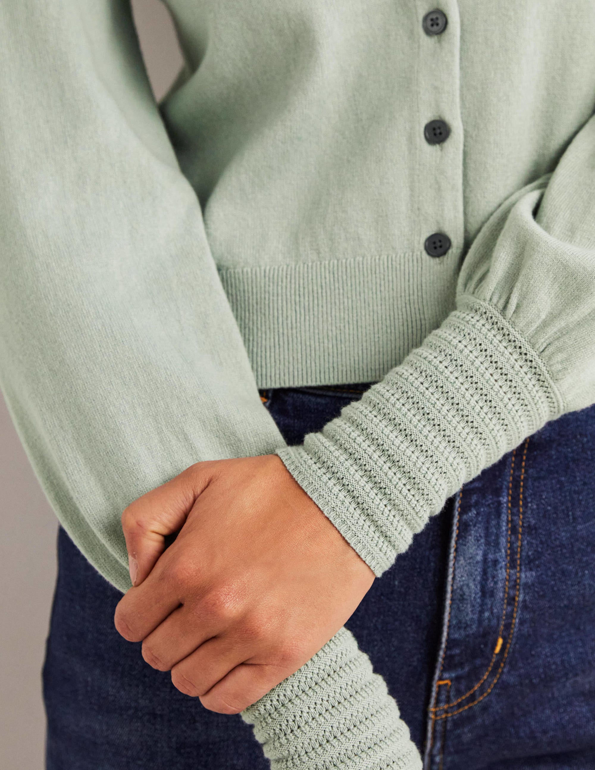 Cardigan mit Pointelle-Detail-Jadeitgrün - Image 2