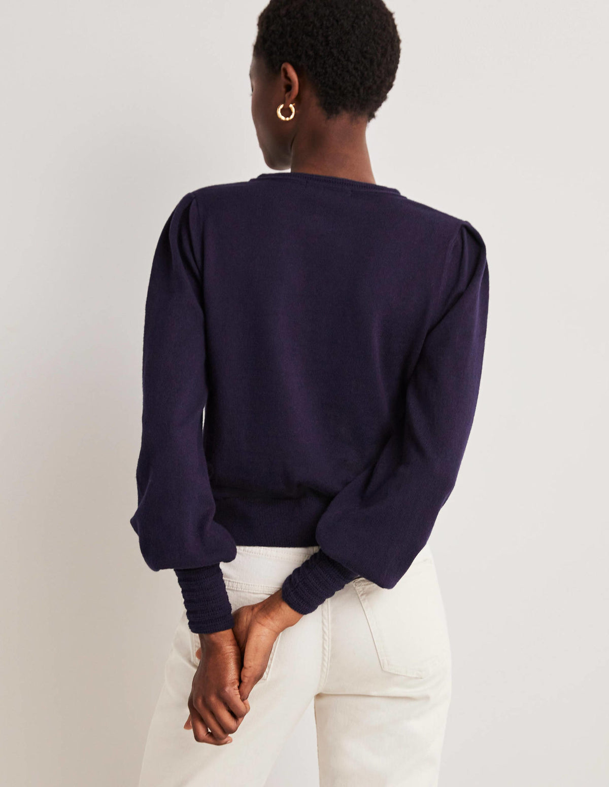 Cardigan à détails pointelle-Bleu marine - Image 3