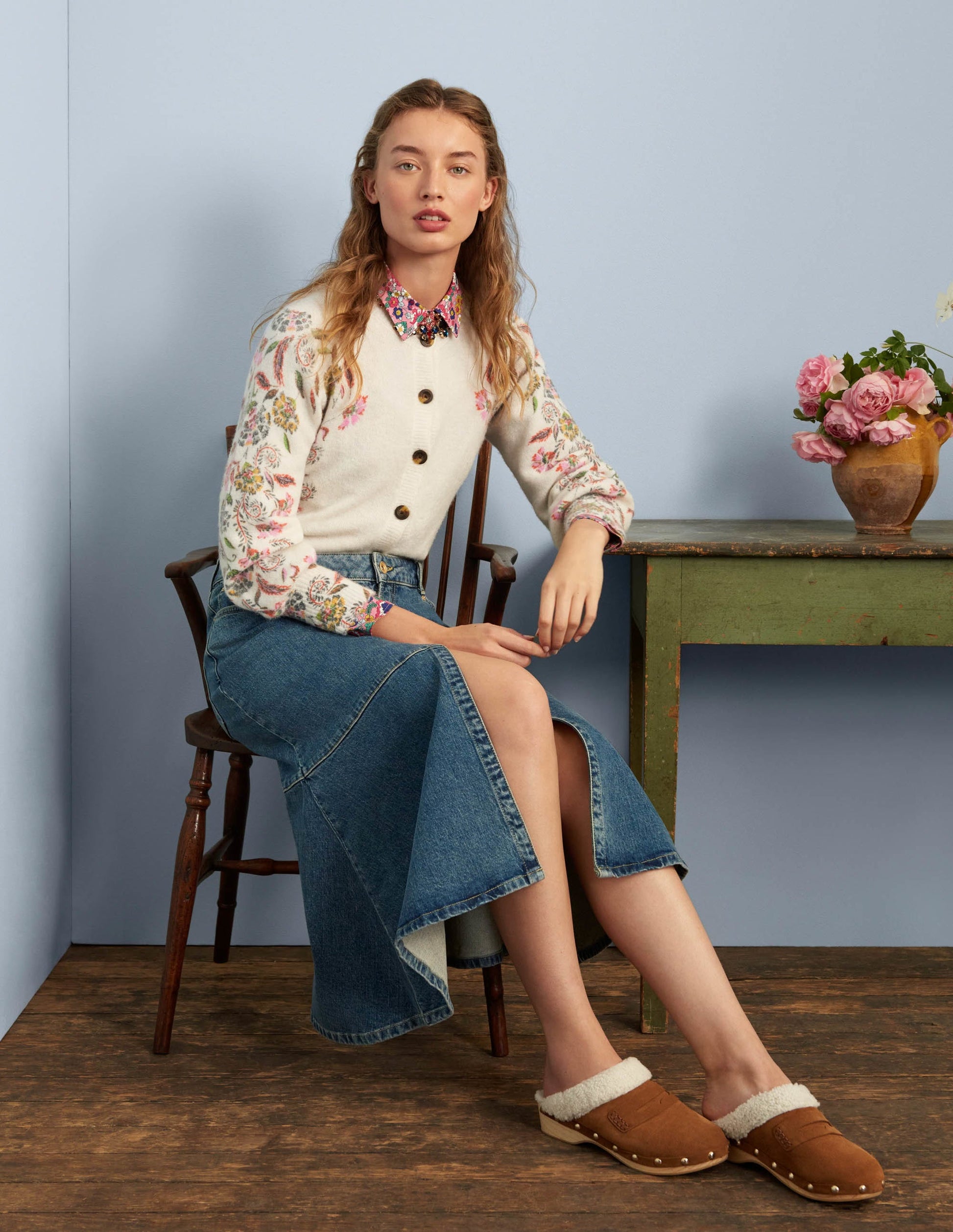 Gilet duveteux imprimé-Ivoire, motif Blossom Pomme-6