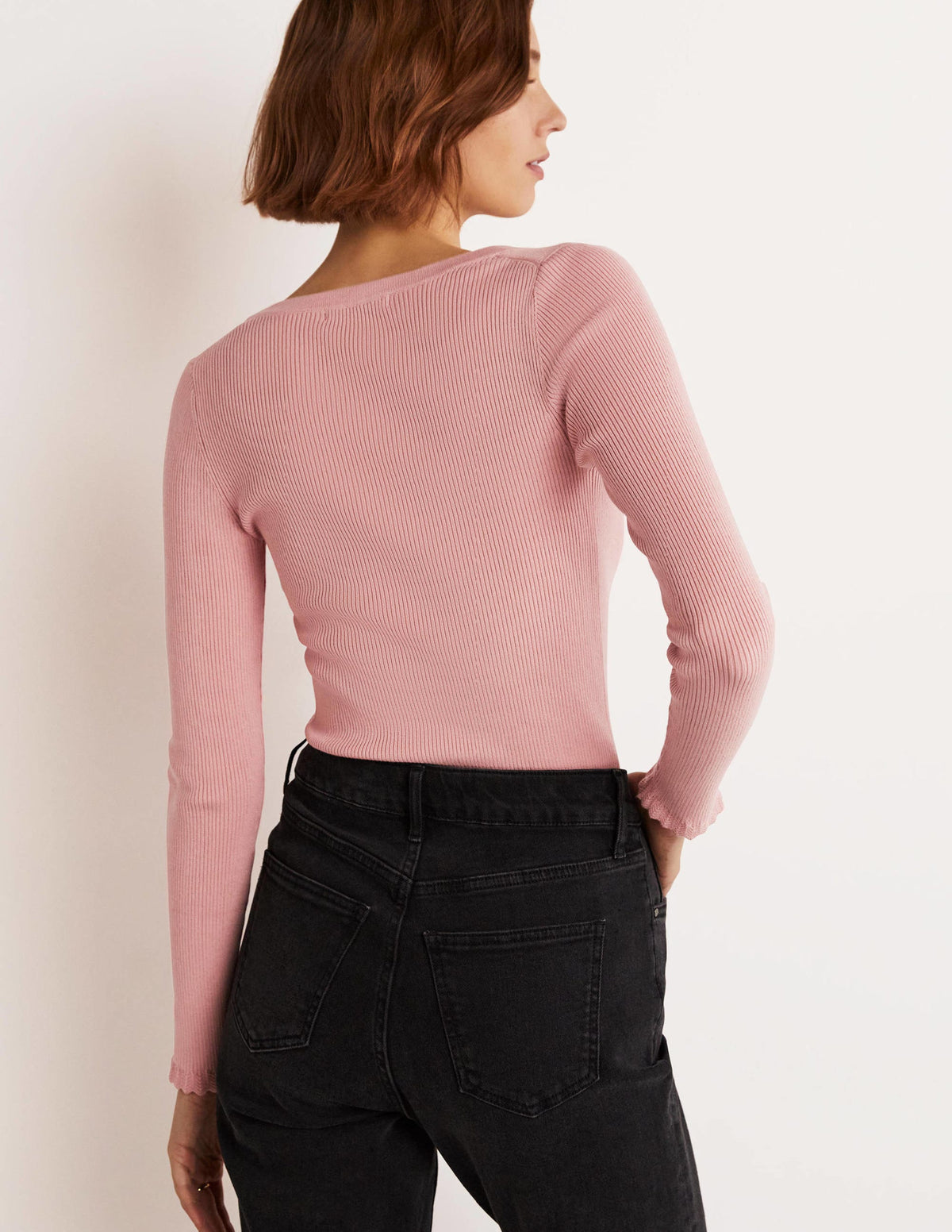 Gerippter Cardigan mit Herzausschnitt-Mandelblütenrosa-7