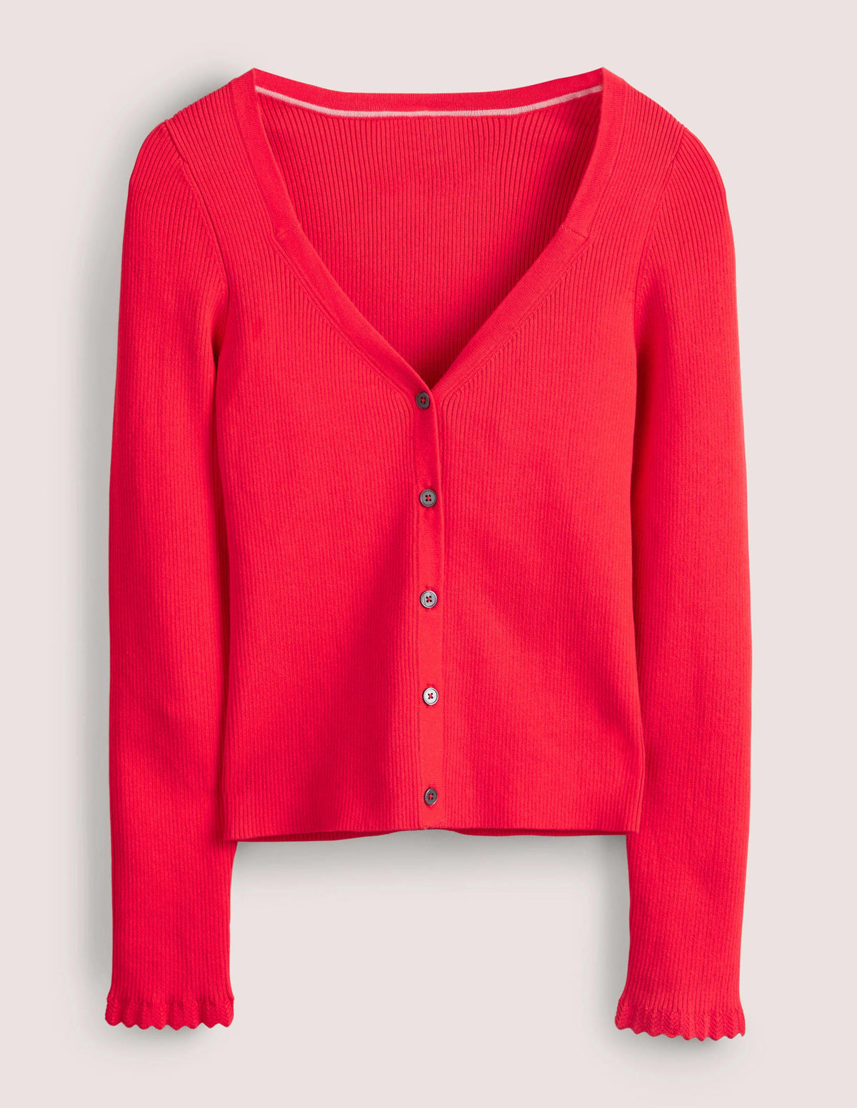 Gerippter Cardigan mit Herzausschnitt-Erdbeerkuchenrot - Image 7