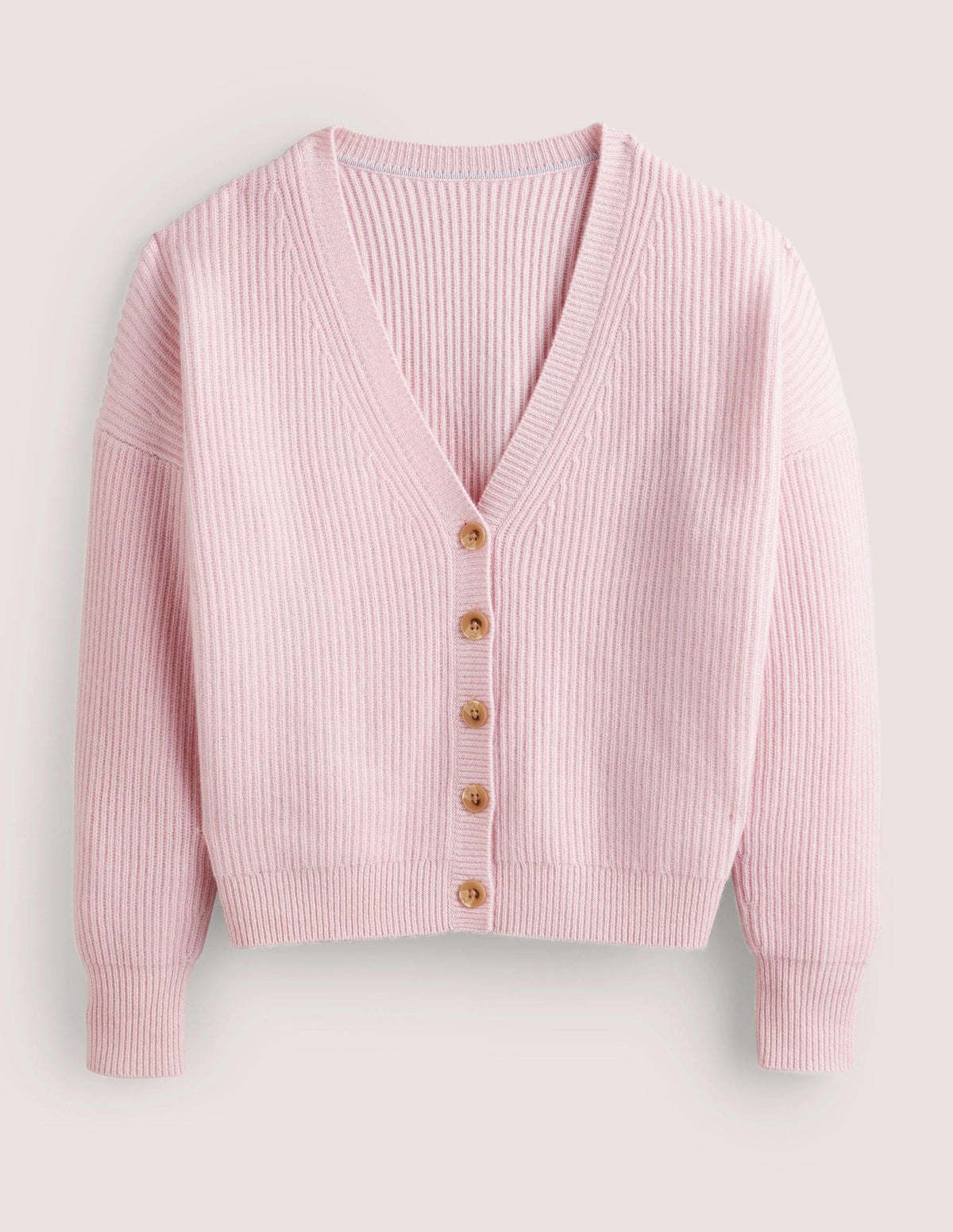 Gilet col V en cachemire-Rose camée - Image 5