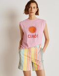 Short chino classique-Rayé arc-en-ciel