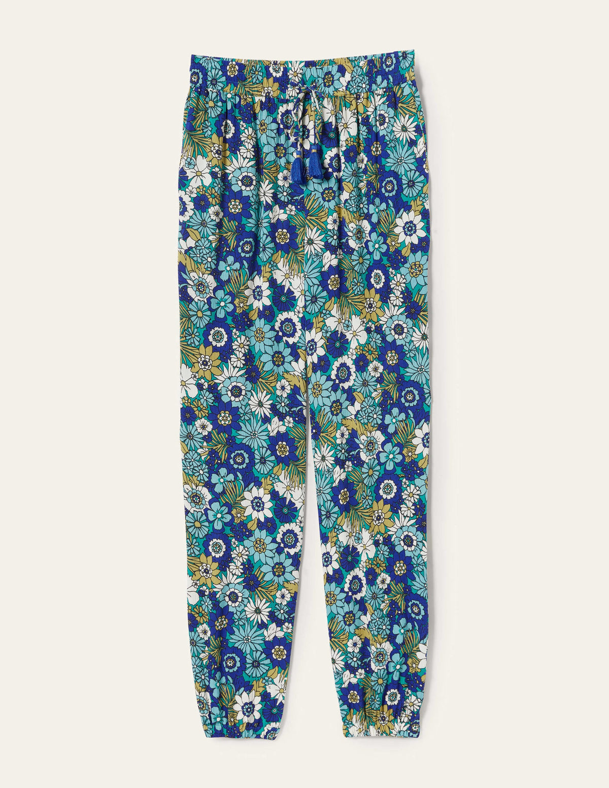 Schmal zulaufende Crinkle-Hose-Smaragdgrün, Blütengarten-10