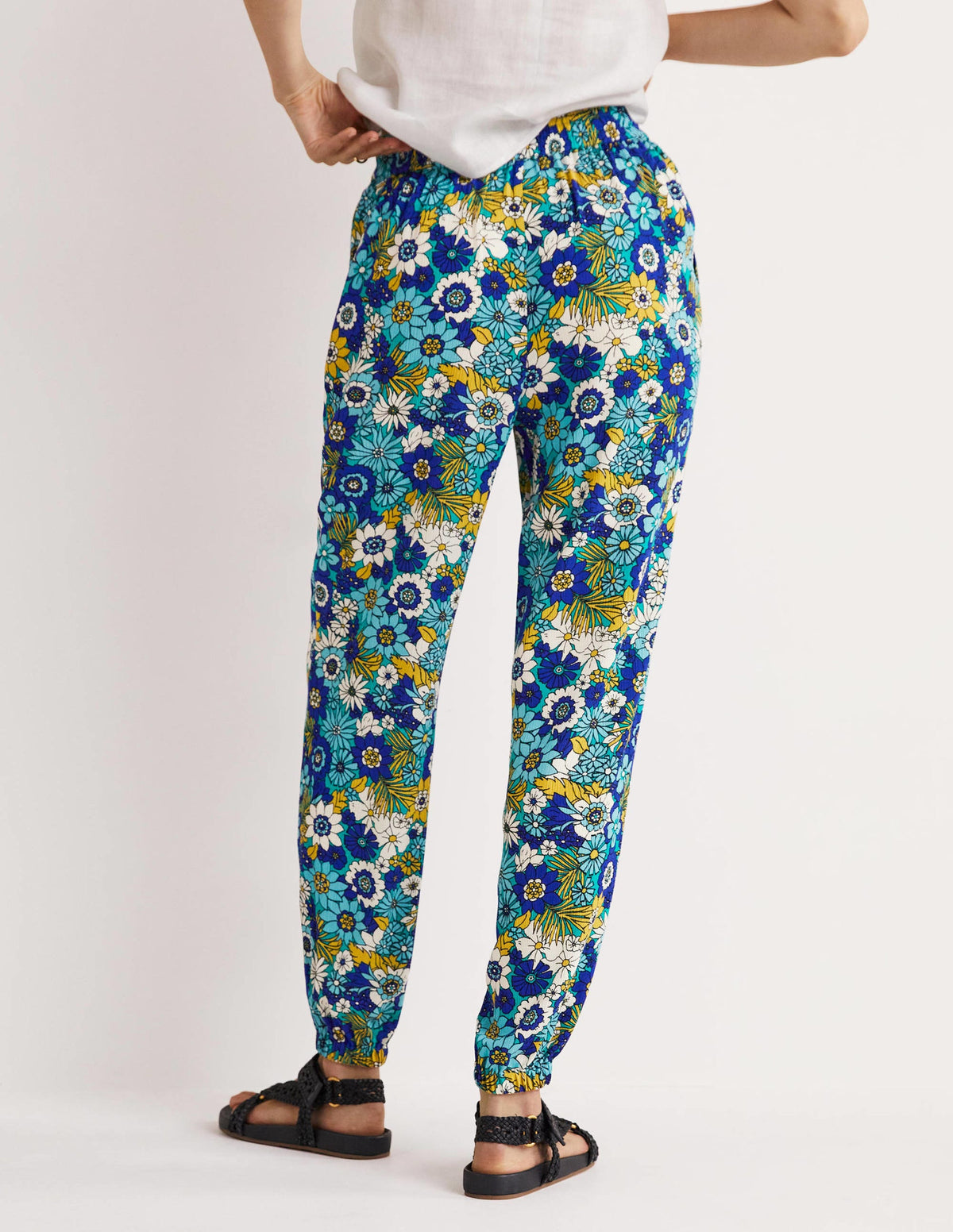 Schmal zulaufende Crinkle-Hose-Smaragdgrün, Blütengarten - Image 2
