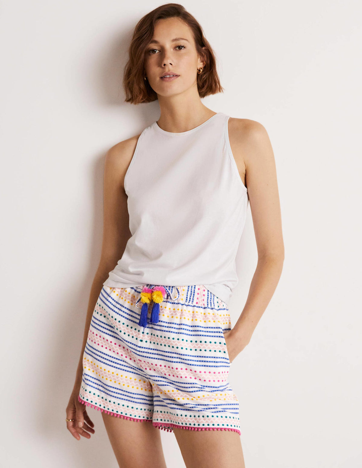 Baumwollshorts zum Hineinschlüpfen-Bunt, Punktestreifen-6