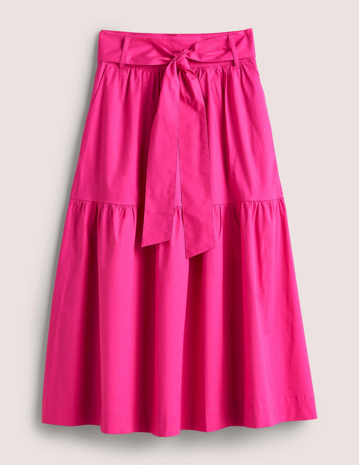 Jupe midi à ceinture et volantée-Rose pastèque sauvage - Image 10