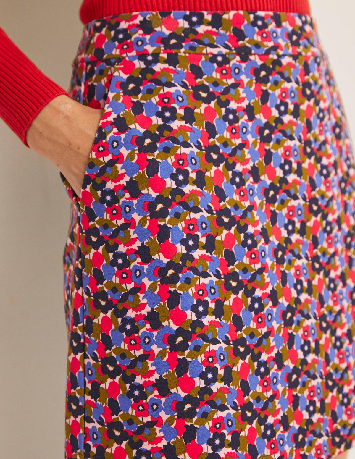 Ponte A-line Mini Skirt-Multi, Tulip Cluster-2