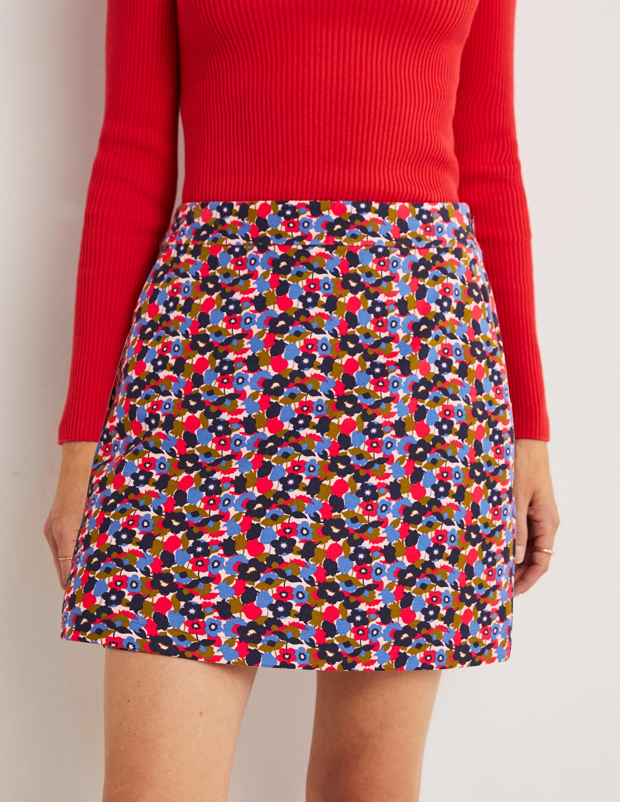 Ponte A-line Mini Skirt-Multi, Tulip Cluster - Image 4