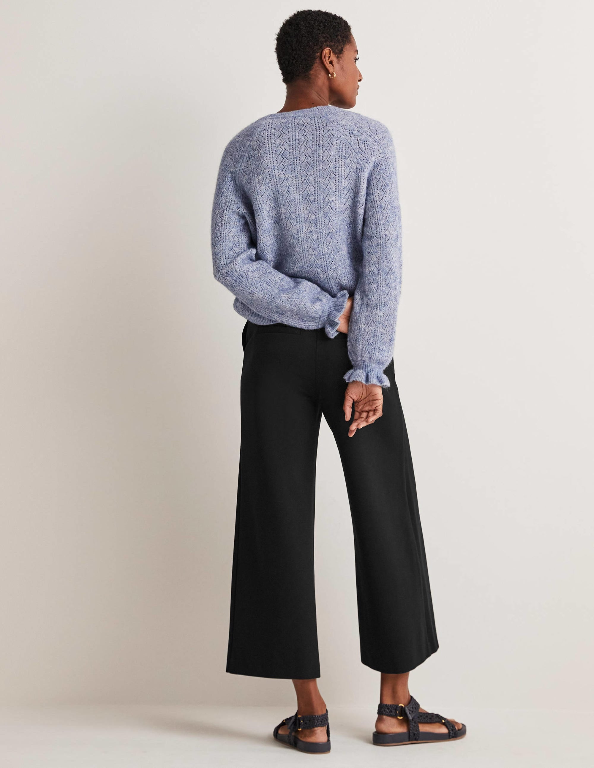Jersey Wide Leg Culottes-Black - Image 7