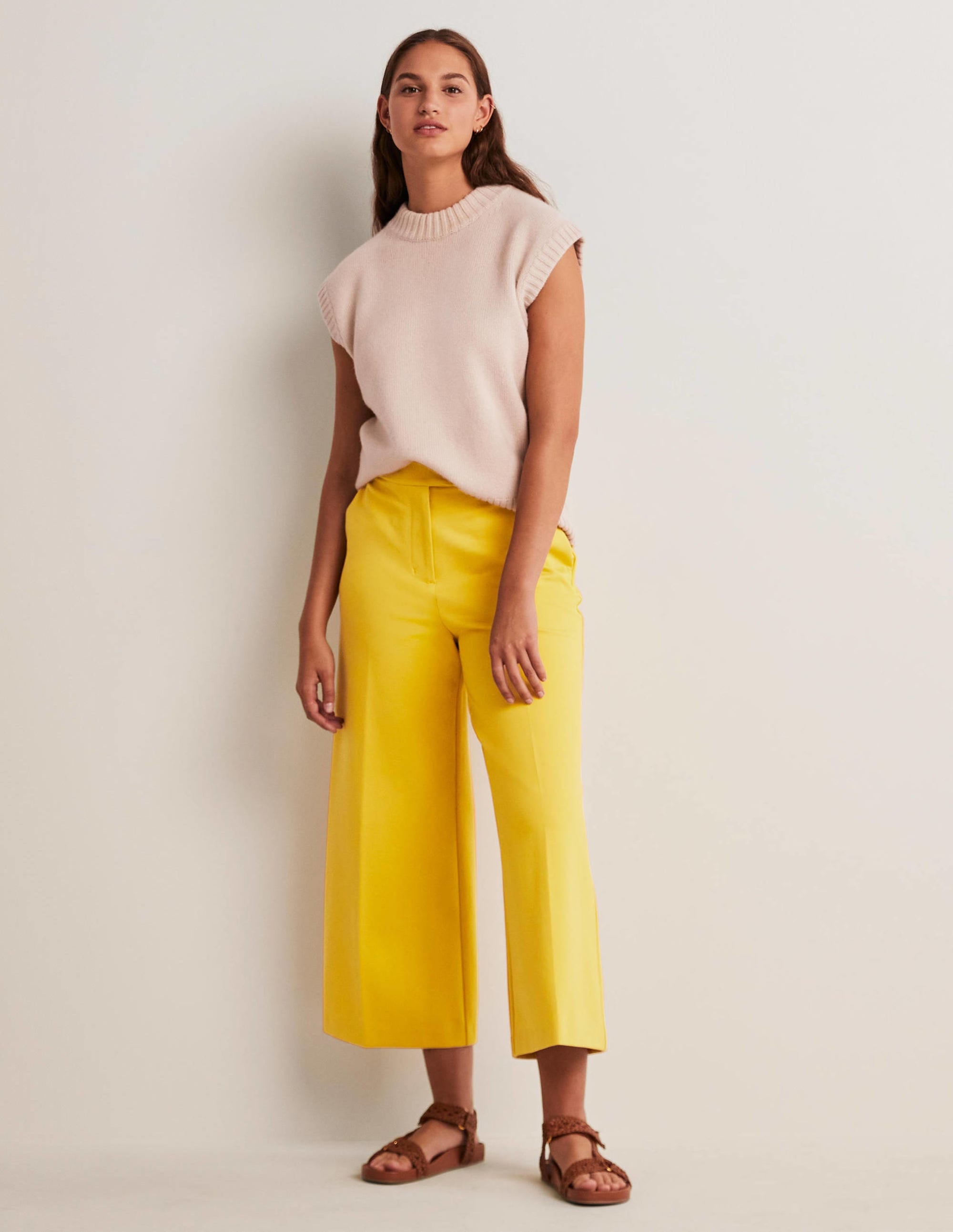 Jersey-Culotte mit weitem Bein-Honiggelb - Image 5
