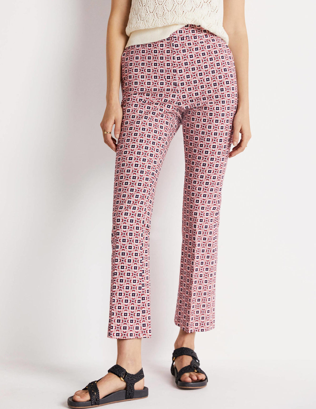 Ausgestellte 7/8-Hose-Mandelblütenrosa, Geometrisches Muster-4