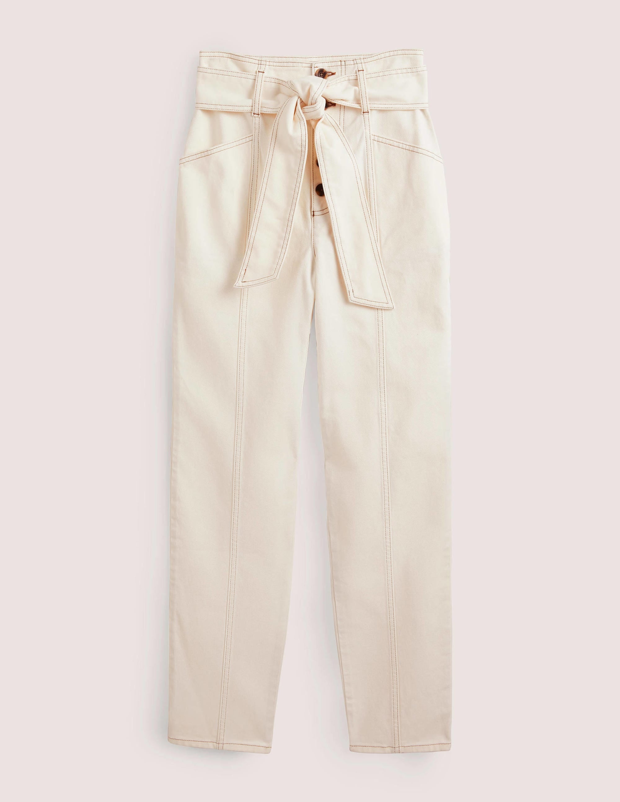Hoch geschnittene Jeans mit Gürtel-Ecru - Image 5