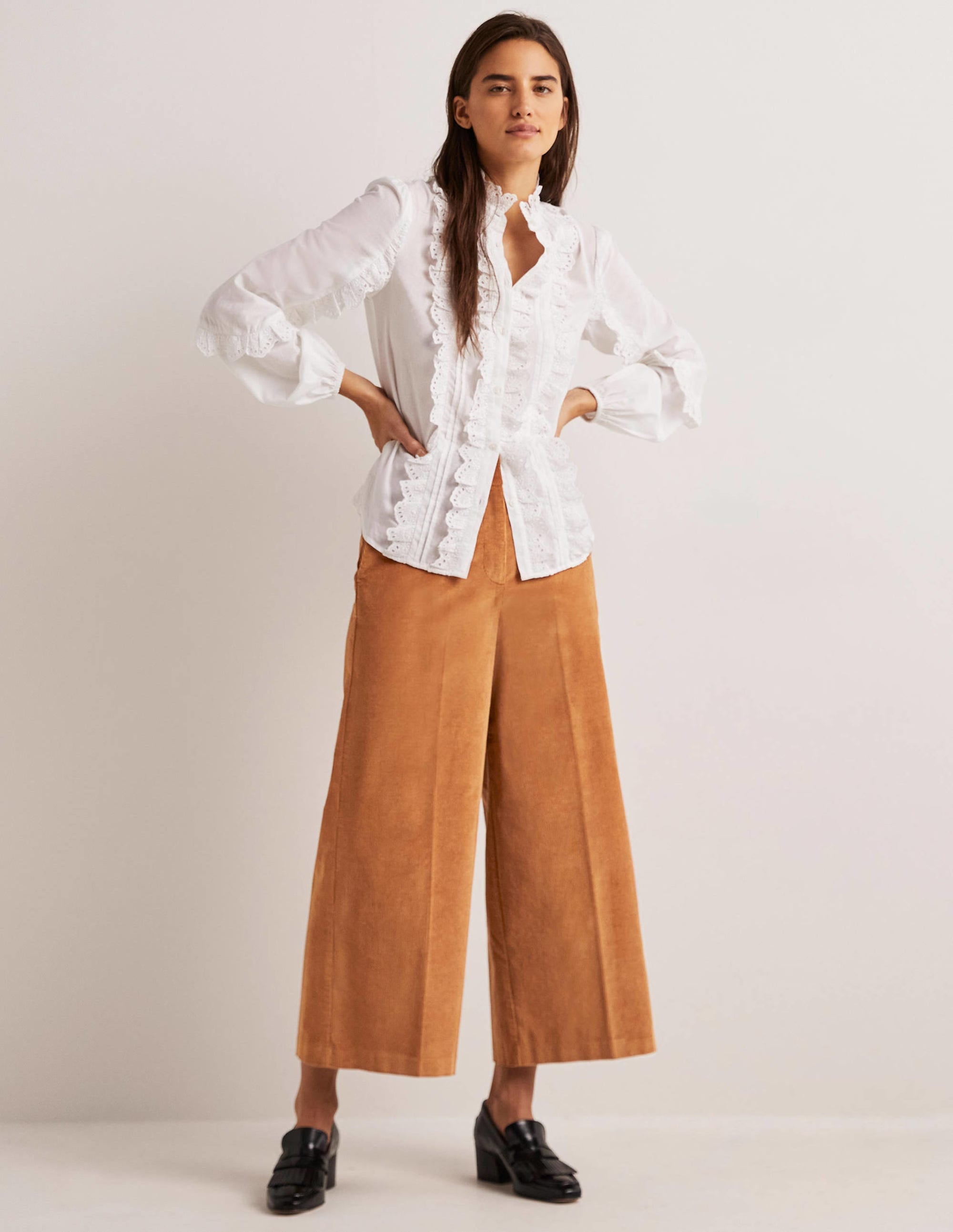 Wide Leg Culottes-Butterscotch Brown - Image 1