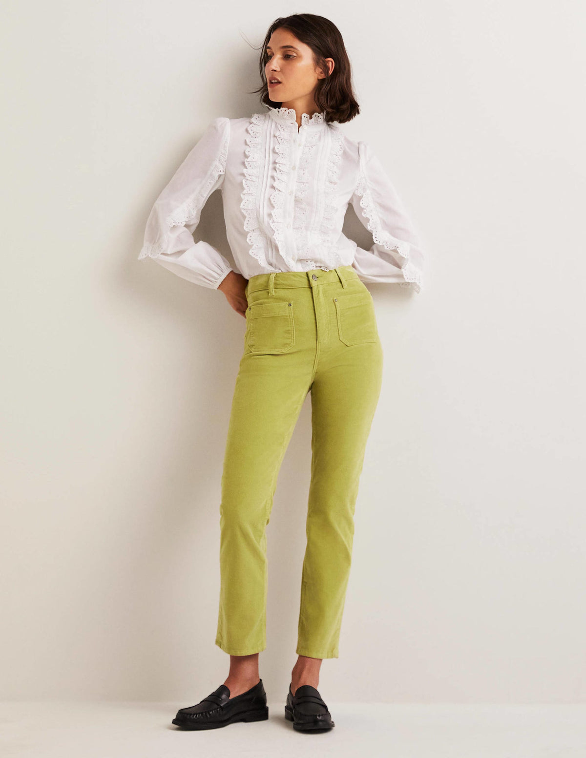 Cord-Jeans mit geradem Bein-Zederngrün - Image 1