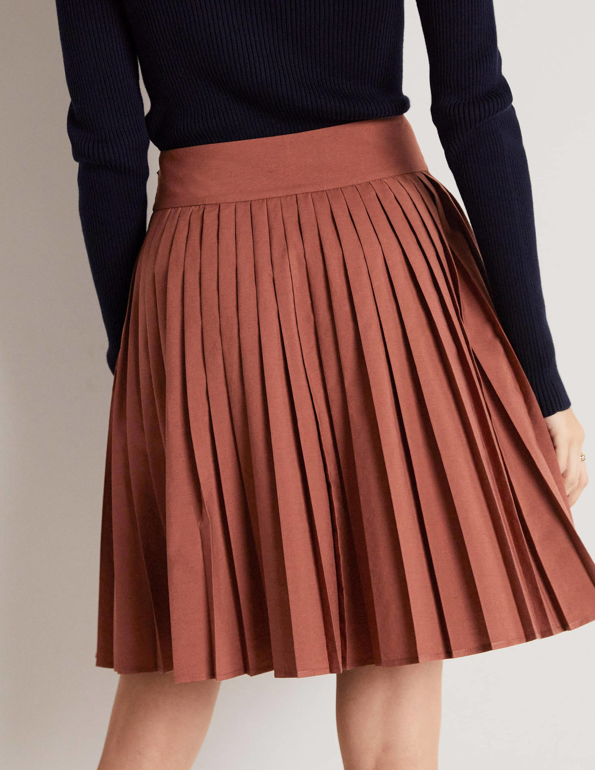 Pleated Cotton Mini Skirt-Red Oak - Image 7