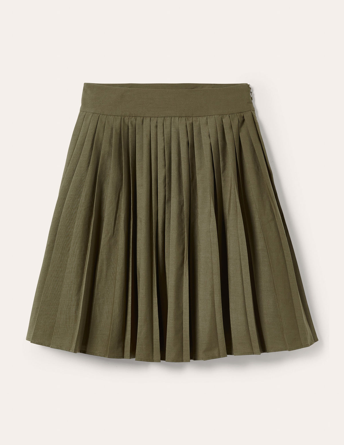 Min-jupe plissée en coton-Vert origan - Image 5