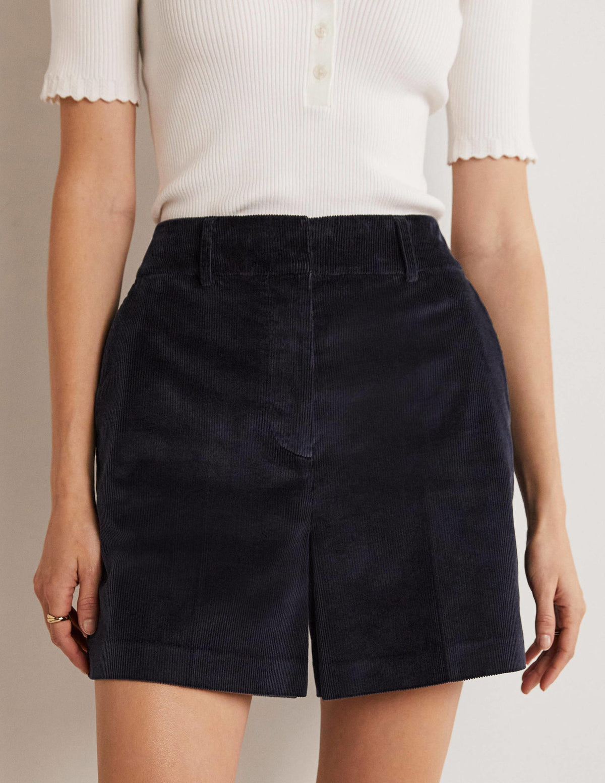 Shorts mit hoher Taille-Marineblau-9
