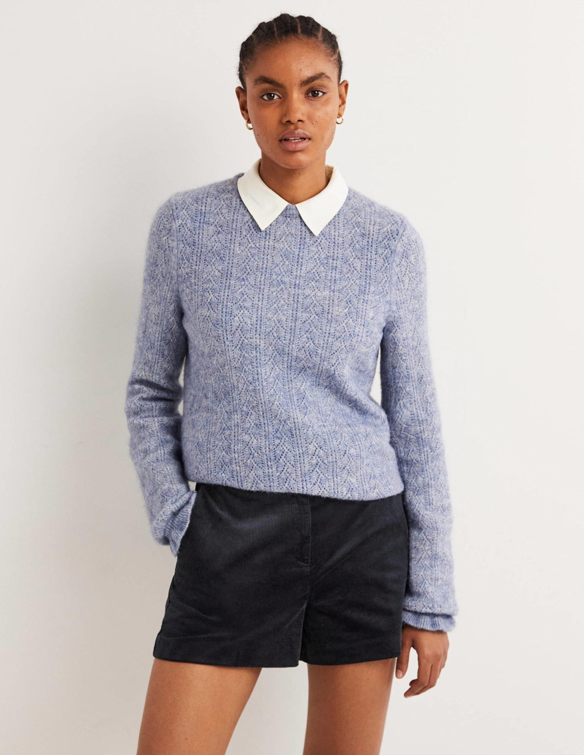 Shorts mit hoher Taille-Marineblau-1