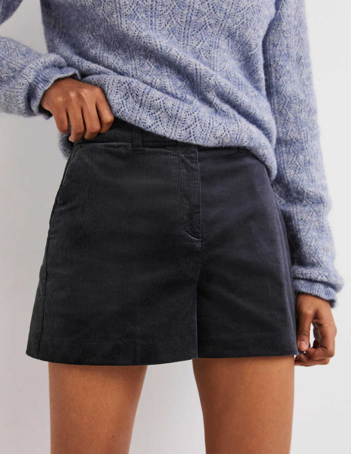 Shorts mit hoher Taille-Marineblau-4