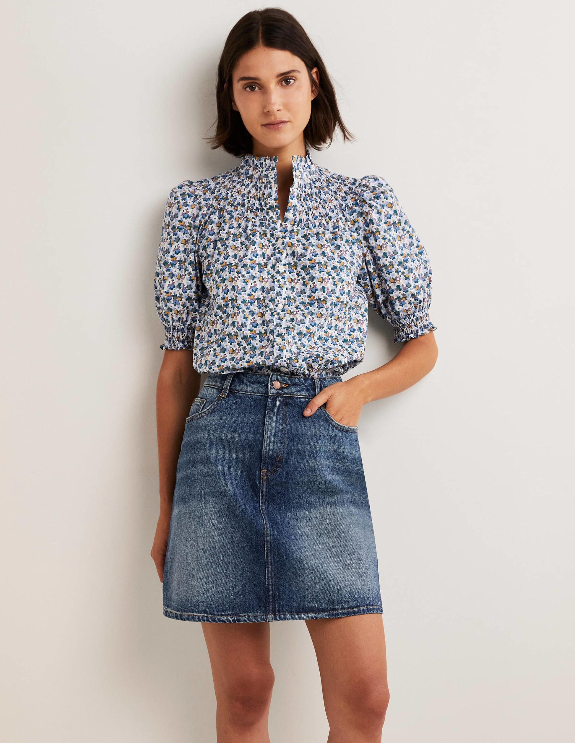 Authentischer Minirock aus Denim-Grün, Denim-1
