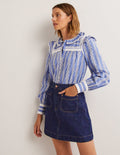 Denim-Minirock mit aufgesetzter Tasche-Indigoblau, Denim