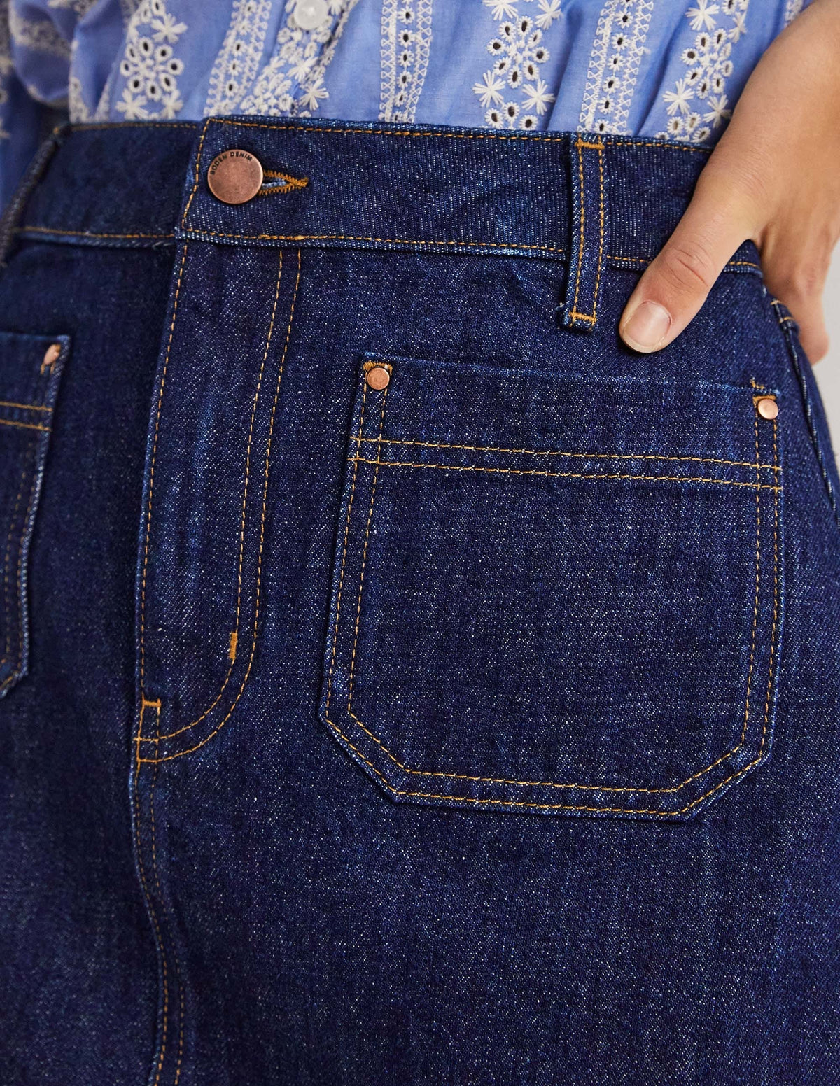 Denim-Minirock mit aufgesetzter Tasche-Indigoblau, Denim - Image 5