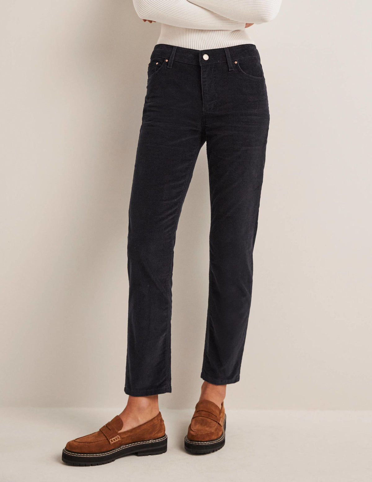 Schmale Cord-Jeans mit geradem Bein-Marineblau - Image 4