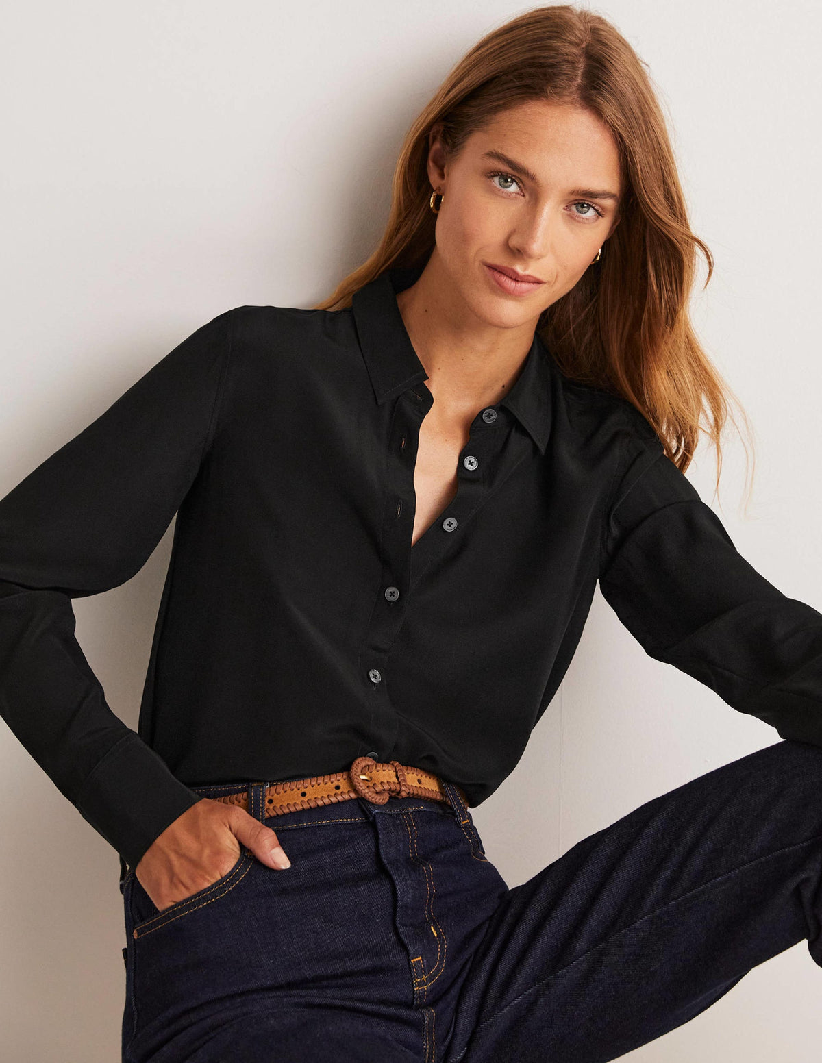 Chemise en soie-Noir - Image 8